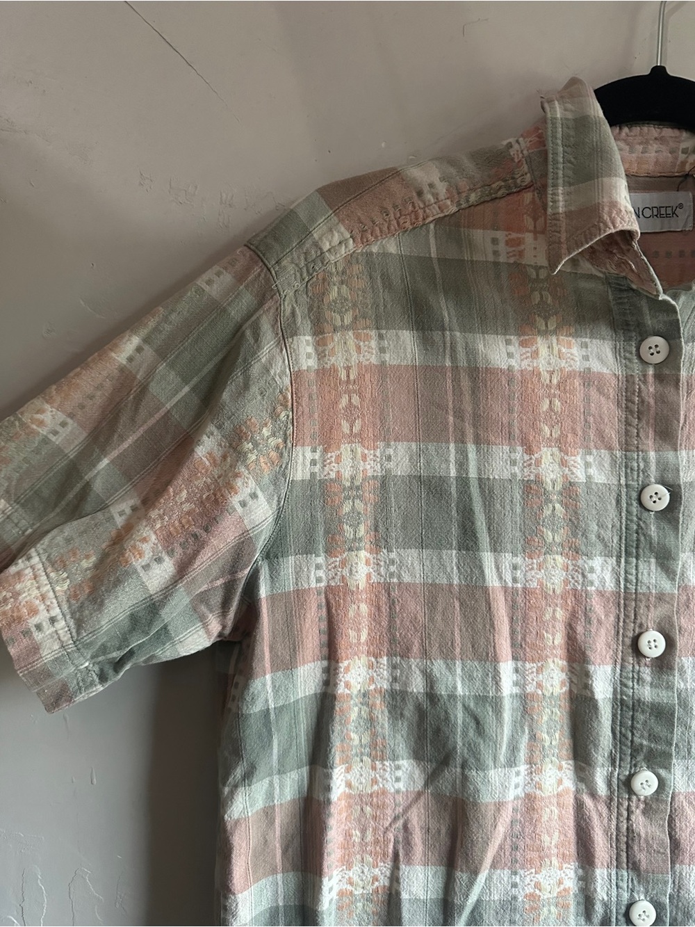 Cabin Creek Plaid Cotton Shirt Prairie Cabincore Granola Heritage Western M - Picture 2 of 10